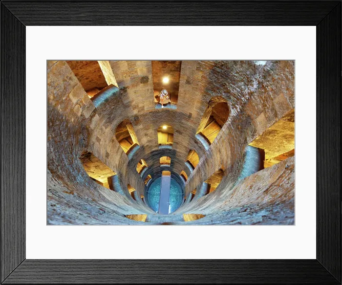 Framed Print : A tourist in St. Patrick's Well (Pozzo di San Patrizio), a historic well in Orvieto, Terni province, Umbria region, Italy. (MR) Framed Print : A tourist in St. Patrick's Well (Pozzo di San Patrizio), a historic well in Orvieto, Terni province, Umbria region, Italy. (MR)