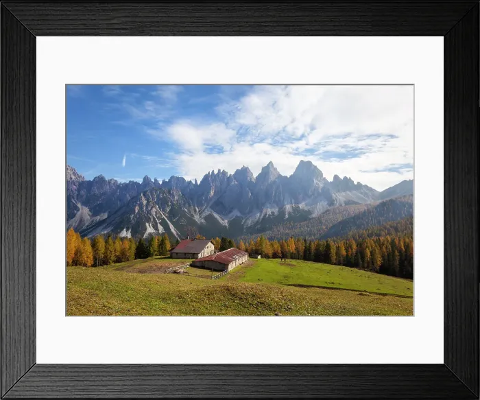 Framed Print : Casera Vedorcia and Spalti di Toro group in autumn, Dolomites, Pieve di Cadore, Belluno province, Veneto, Italy