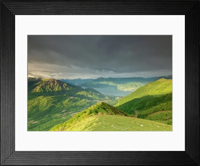 Framed Print : view of lake Como and mount Grona over the top of mount Calbiga during a sunset in spring, Lombardy, Italy Europe Framed Print : view of lake Como and mount Grona over the top of mount Calbiga during a sunset in spring, Lombardy, Italy Europe