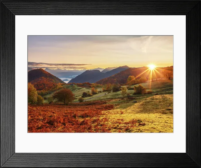 Framed Print : First autumn light on Piano delle Alpi. Cerano d'Intelvi, Intelvi valley (val d'Intelvi), lake Como, Como province, Lombardy, Italy Framed Print : First autumn light on Piano delle Alpi. Cerano d'Intelvi, Intelvi valley (val d'Intelvi), lake Como, Como province, Lombardy, Italy