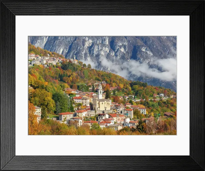 Framed Print : Ramponio Verna village in a autumn time. Intelvi valley (val d'Intelvi), Como province, Lombardy, Italy