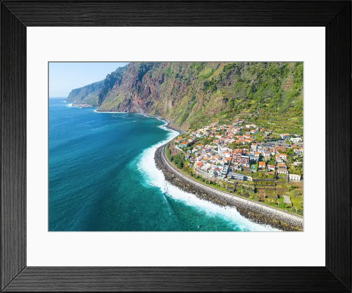 Framed Print : aerial view of Jardim do Mar during a sunny spring day, Madeira, Portugal Framed Print : aerial view of Jardim do Mar during a sunny spring day, Madeira, Portugal