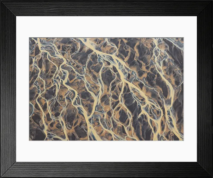 Framed Print : Aerial view of icelandic river during a summer day, Southern Iceland Framed Print : Aerial view of icelandic river during a summer day, Southern Iceland