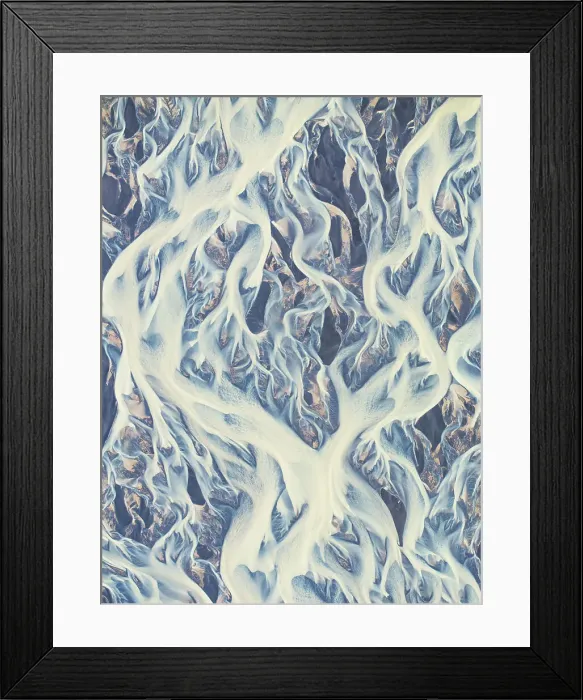 Framed Print : Aerial view of icelandic river during a summer day, Southern Iceland Framed Print : Aerial view of icelandic river during a summer day, Southern Iceland