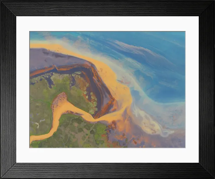 Framed Print : Aerial view of icelandic river during a summer day, Southern Iceland Framed Print : Aerial view of icelandic river during a summer day, Southern Iceland