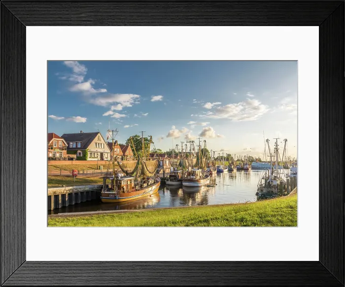 Framed Print : Greetsiel harbor at sunrise, East Frisia, Lower Saxony, Germany Framed Print : Greetsiel harbor at sunrise, East Frisia, Lower Saxony, Germany