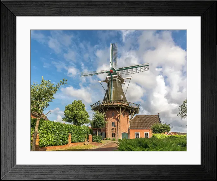Framed Print : Windmill in the village of Rysum, Krummhoern, East Frisia, Lower Saxony, Germany Framed Print : Windmill in the village of Rysum, Krummhoern, East Frisia, Lower Saxony, Germany