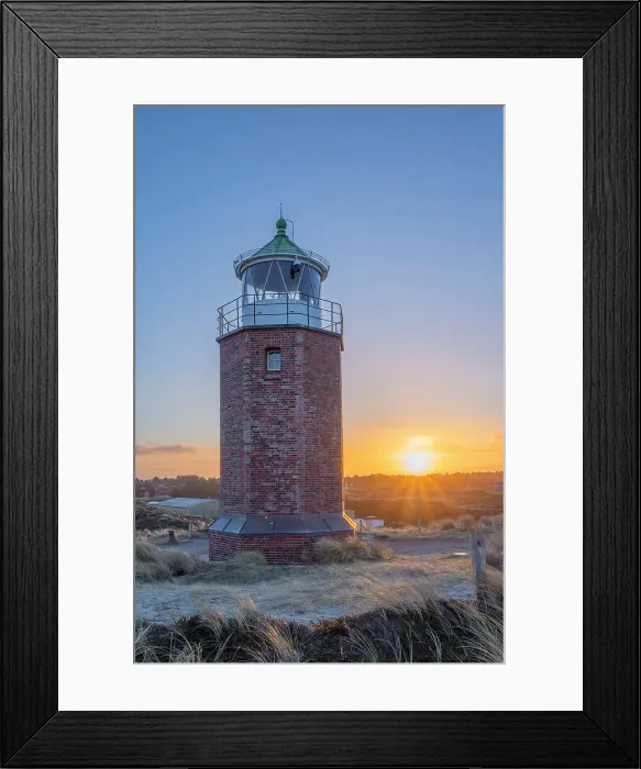Framed Print : Red Cliff lighthouse at Kampen at sunrise, Sylt Island, North Frisian Islands, Schleswig Holstein, Germany Framed Print : Red Cliff lighthouse at Kampen at sunrise, Sylt Island, North Frisian Islands, Schleswig Holstein, Germany