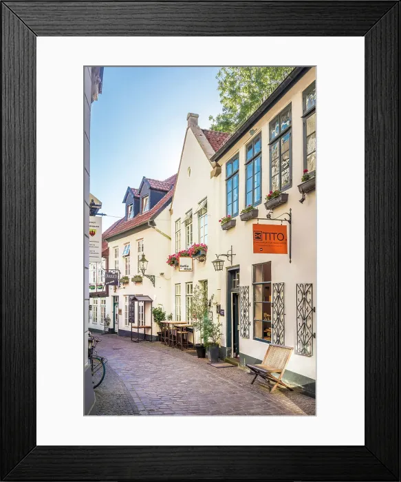 Framed Print : Historic houses in the old town of Oldenburg, Oldenburger Land, Lower Saxony, Germany