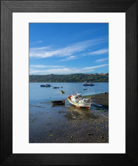 Framed Print : Moored boats in harbor, Dalcahue, Chiloe Province, Los Lagos Region, Chile Framed Print : Moored boats in harbor, Dalcahue, Chiloe Province, Los Lagos Region, Chile