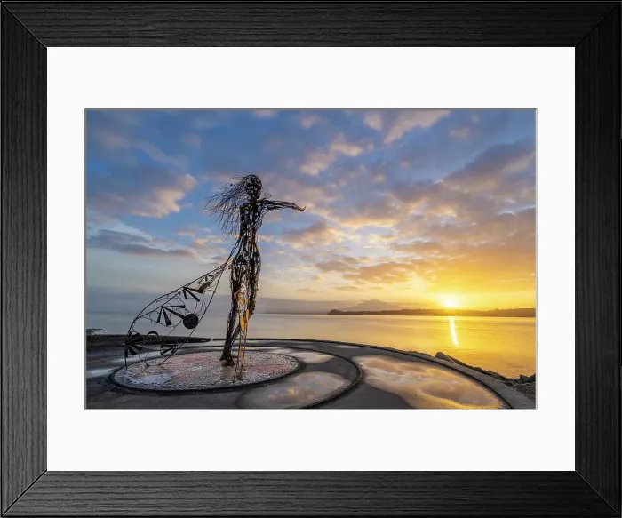 Framed Print : Sculpture of Princesa Licarayen at sunrise, Puerto Varas, Llanquihue Province, Los Lagos Region, Chile