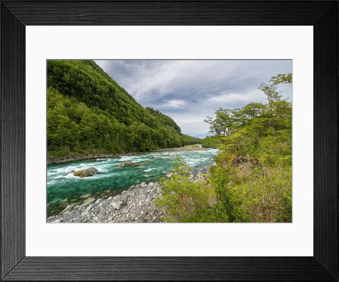 Framed Print : Petrohue river in Vicente Perez Rosales National Park, Petrohue, Llanquihue Province, Los Lagos Region, Chile