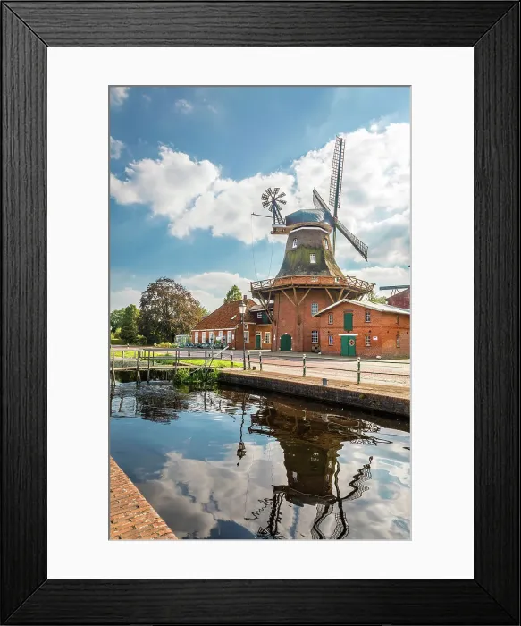 Framed Print : Windmill WestGrossefehn on the Fehn Canal, Grossefehn, East Frisia, Lower Saxony, Germany Framed Print : Windmill WestGrossefehn on the Fehn Canal, Grossefehn, East Frisia, Lower Saxony, Germany