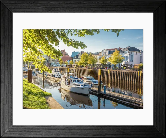 Framed Print : Evening atmosphere at the inland port of Oldenburg, Oldenburger Land, Lower Saxony, Germany Framed Print : Evening atmosphere at the inland port of Oldenburg, Oldenburger Land, Lower Saxony, Germany