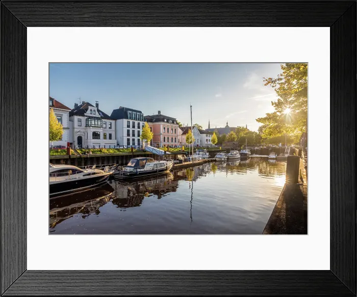 Framed Print : Evening atmosphere at the inland port of Oldenburg, Oldenburger Land, Lower Saxony, Germany Framed Print : Evening atmosphere at the inland port of Oldenburg, Oldenburger Land, Lower Saxony, Germany