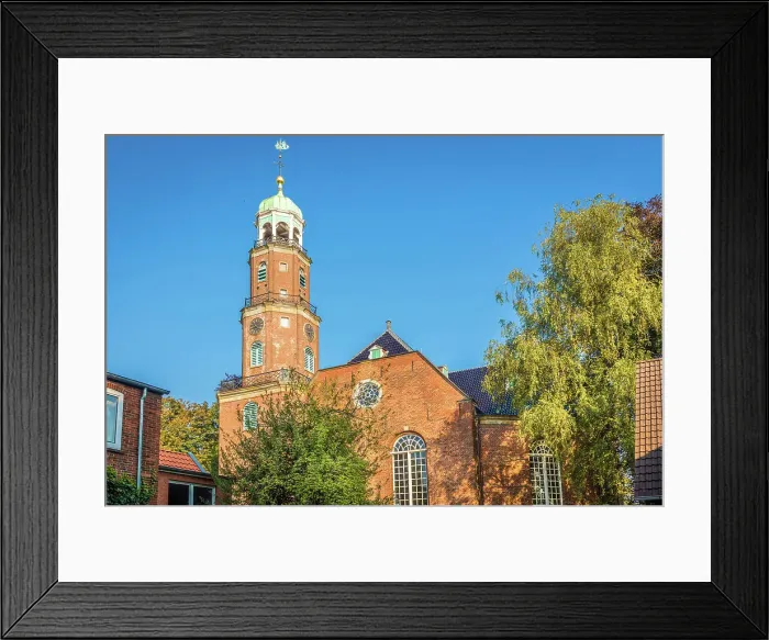 Framed Print : Large church in the old town of Leer, East Frisia, Lower Saxony, Germany Framed Print : Large church in the old town of Leer, East Frisia, Lower Saxony, Germany