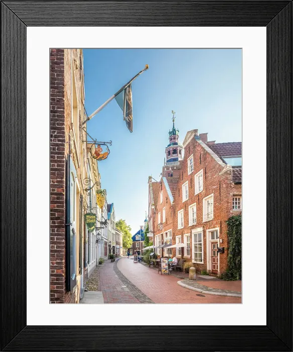 Framed Print : Historic houses on Rathausstrasse in the old town, Leer, East Frisia, Lower Saxony, Germany Framed Print : Historic houses on Rathausstrasse in the old town, Leer, East Frisia, Lower Saxony, Germany