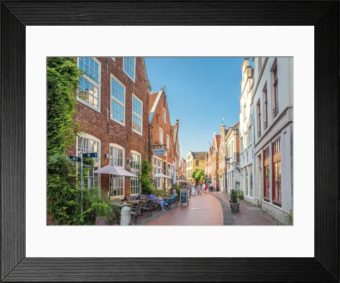 Framed Print : Historic houses on Rathausstrasse in the old town, Leer, East Frisia, Lower Saxony, Germany Framed Print : Historic houses on Rathausstrasse in the old town, Leer, East Frisia, Lower Saxony, Germany