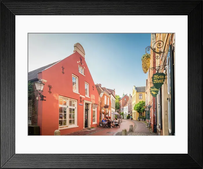 Framed Print : Historic houses on Rathausstrasse in the old town, Leer, East Frisia, Lower Saxony, Germany Framed Print : Historic houses on Rathausstrasse in the old town, Leer, East Frisia, Lower Saxony, Germany