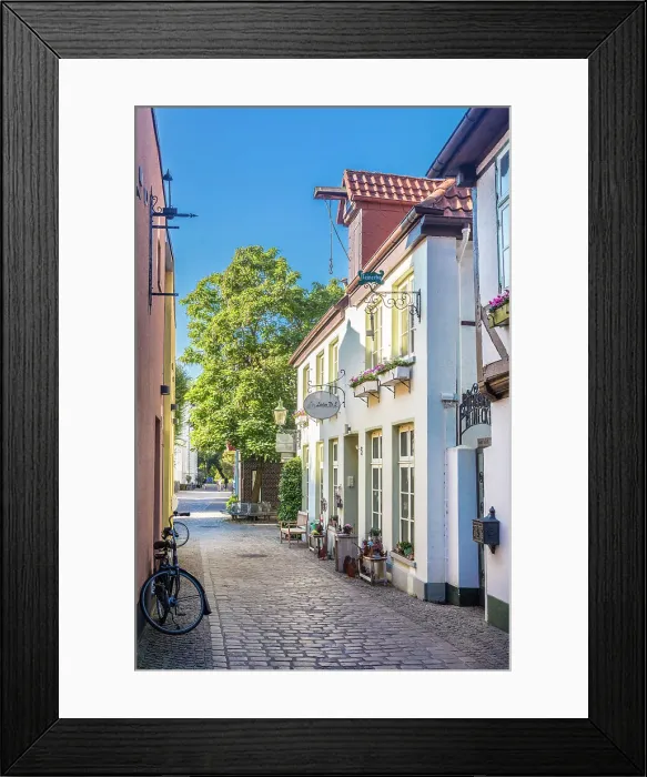 Framed Print : Historic houses in the old town of Oldenburg, Oldenburger Land, Lower Saxony, Germany