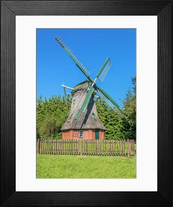 Framed Print : Small mill in the village of Schortens, Oldenburger Land, Lower Saxony, Germany Framed Print : Small mill in the village of Schortens, Oldenburger Land, Lower Saxony, Germany