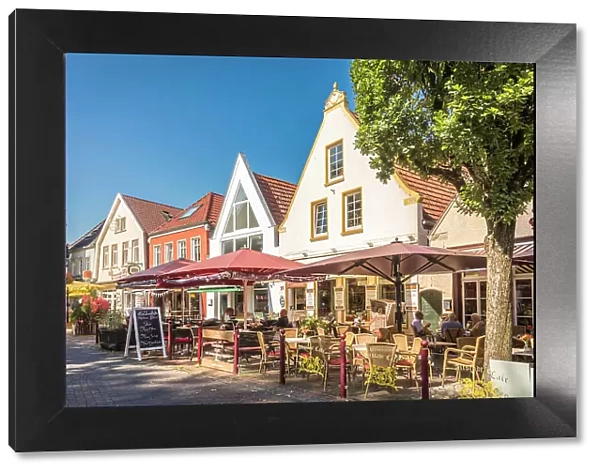 Historic houses on church square, Jever, East Frisia, Lower Saxony, Germany