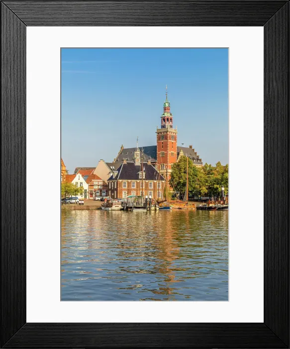 Framed Print : Museum harbor with town hall, Leer, East Frisia, Lower Saxony, Germany
