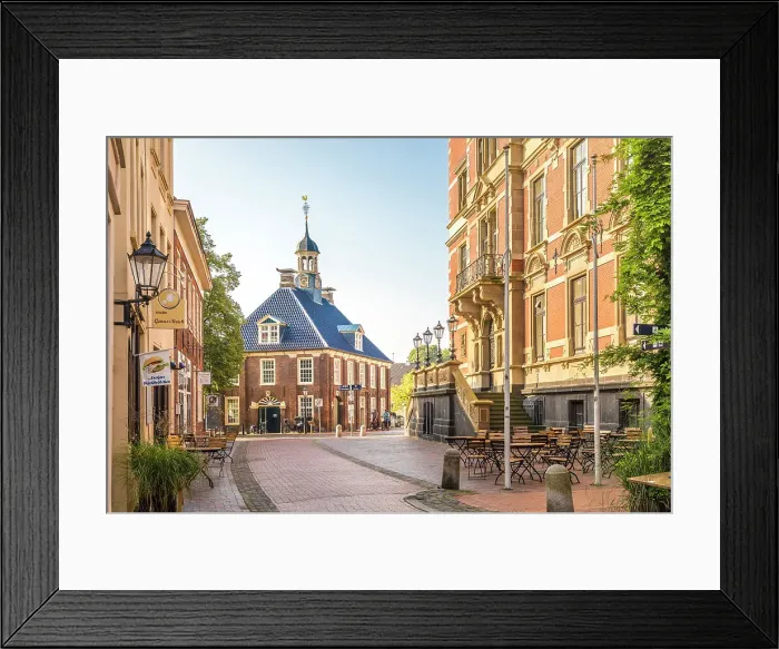 Framed Print : Historic houses on Rathausstrasse in the old town, Leer, East Frisia, Lower Saxony, Germany Framed Print : Historic houses on Rathausstrasse in the old town, Leer, East Frisia, Lower Saxony, Germany