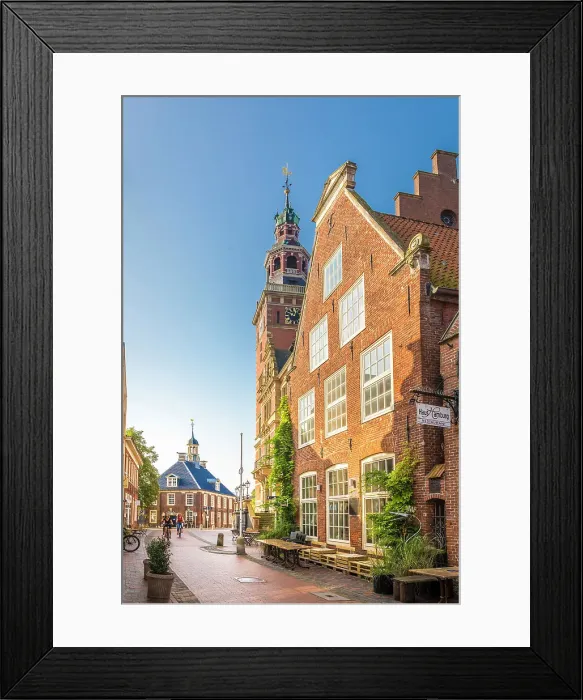 Framed Print : Historic houses on Rathausstrasse in the old town, Leer, East Frisia, Lower Saxony, Germany Framed Print : Historic houses on Rathausstrasse in the old town, Leer, East Frisia, Lower Saxony, Germany