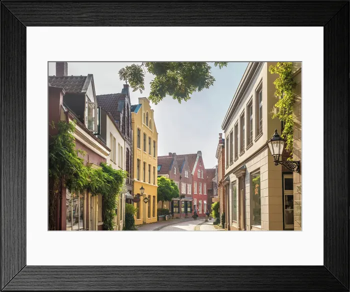 Framed Print : Historic houses in the old town, Leer, East Frisia, Lower Saxony, Germany