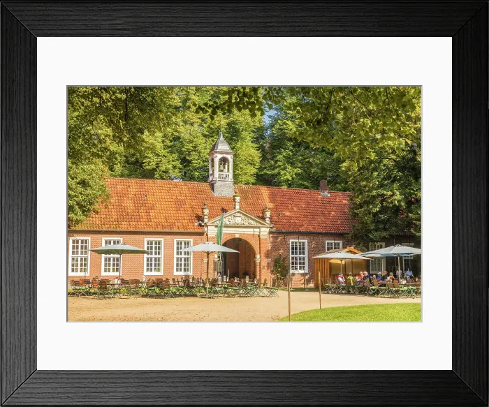 Framed Print : Cafe Schloss Evenburg near Leer, East Frisia, Lower Saxony, Germany Framed Print : Cafe Schloss Evenburg near Leer, East Frisia, Lower Saxony, Germany