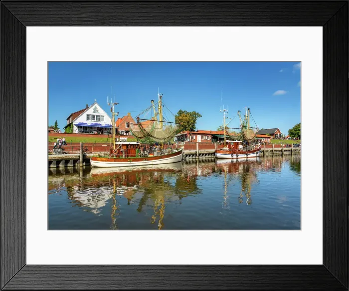 Framed Print : Harbor with shrimp boats in Greetsiel, East Frisia, North Sea, Germany, Europe Framed Print : Harbor with shrimp boats in Greetsiel, East Frisia, North Sea, Germany, Europe