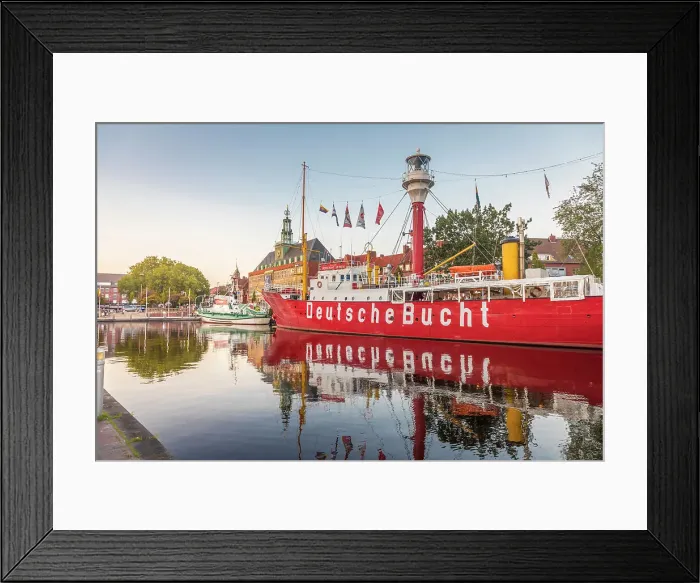 Framed Print : Lightship Amrumbank and sea rescue cruiser Georg Breusing in front of the town hall in the Ratsdelft, Emden, East Frisia, Lower Saxony, Germany Framed Print : Lightship Amrumbank and sea rescue cruiser Georg Breusing in front of the town hall in the Ratsdelft, Emden, East Frisia, Lower Saxony, Germany