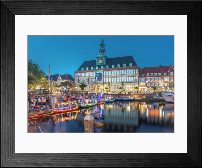 Framed Print : Summer festival on the water of the Ratsdelft in front of the town hall, Emden, East Frisia, Lower Saxony, Germany Framed Print : Summer festival on the water of the Ratsdelft in front of the town hall, Emden, East Frisia, Lower Saxony, Germany