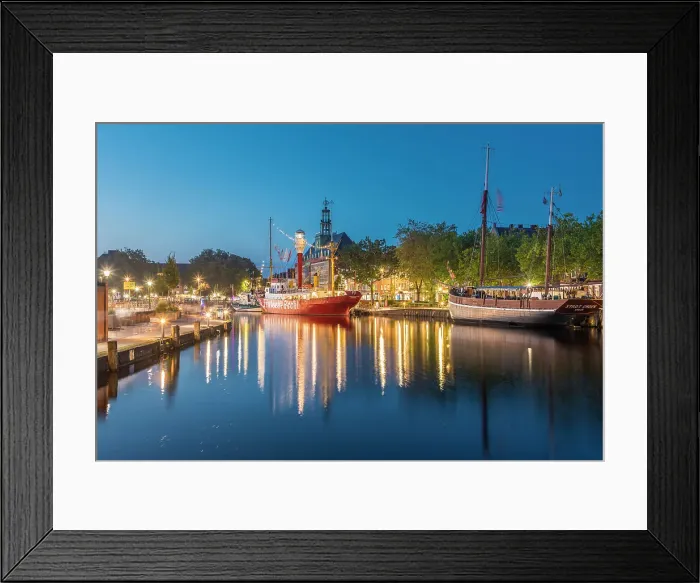 Framed Print : Lightship Amrumbank in the Ratsdelft at blue hour, Emden, East Frisia, Lower Saxony, Germany Framed Print : Lightship Amrumbank in the Ratsdelft at blue hour, Emden, East Frisia, Lower Saxony, Germany
