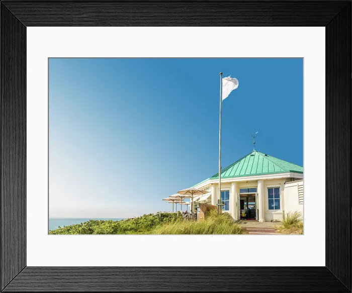 Framed Print : Traditional Cafe Marienhoehe on the western beach of Norderney, East Frisian Islands, East Frisia, Lower Saxony, Germany