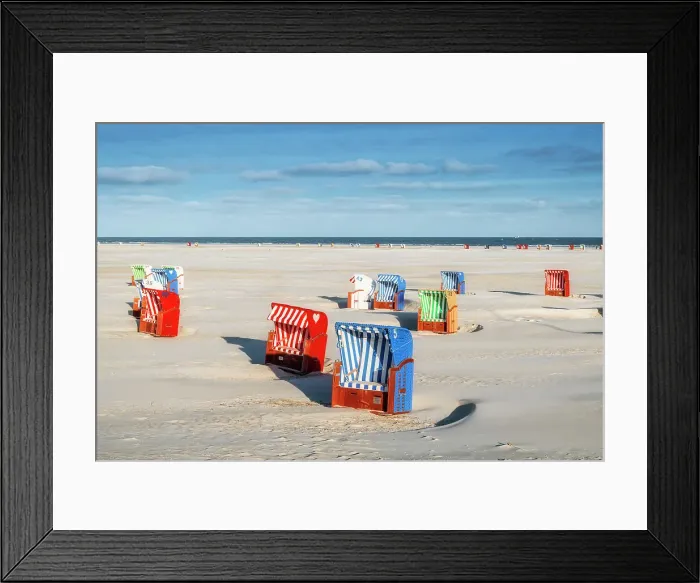 Framed Print : Beach chair at beach near Norddorf, Amrum island, Wadden sea, North Sea, North Friesland, Germany, Europe Framed Print : Beach chair at beach near Norddorf, Amrum island, Wadden sea, North Sea, North Friesland, Germany, Europe