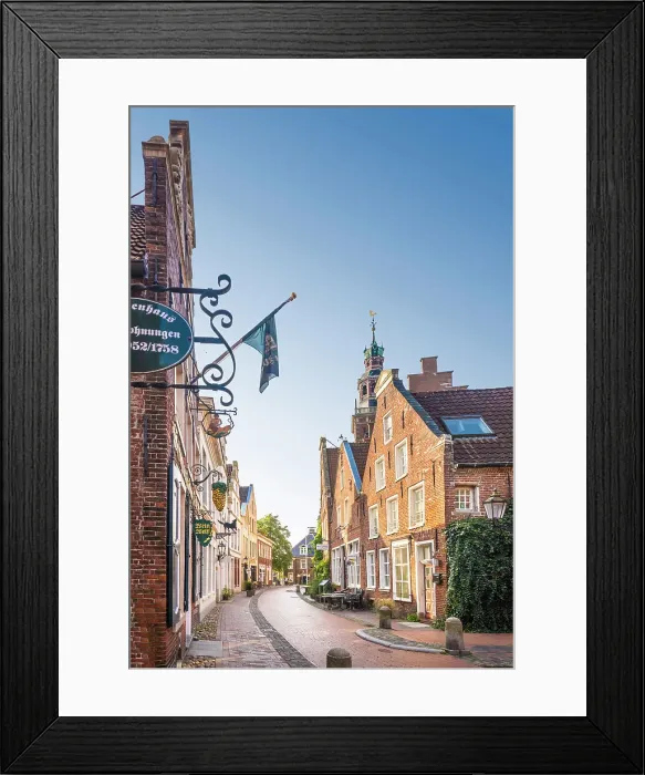 Framed Print : Historic houses on Rathausstrasse in the old town, Leer, East Frisia, Lower Saxony, Germany Framed Print : Historic houses on Rathausstrasse in the old town, Leer, East Frisia, Lower Saxony, Germany