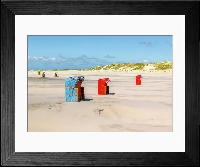 Framed Print : Beach chair at beach near Norddorf, Amrum island, Wadden sea, North Sea, North Friesland, Germany, Europe Framed Print : Beach chair at beach near Norddorf, Amrum island, Wadden sea, North Sea, North Friesland, Germany, Europe
