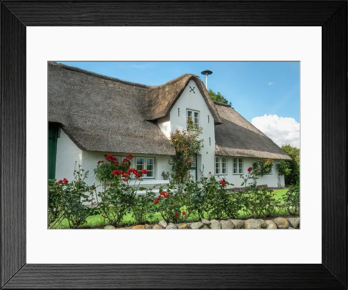 Framed Print : Friesian house in Hedehusum on Foehr, Foehr Island, North Friesland, Schleswig-Holstein, Germany, Europe Framed Print : Friesian house in Hedehusum on Foehr, Foehr Island, North Friesland, Schleswig-Holstein, Germany, Europe