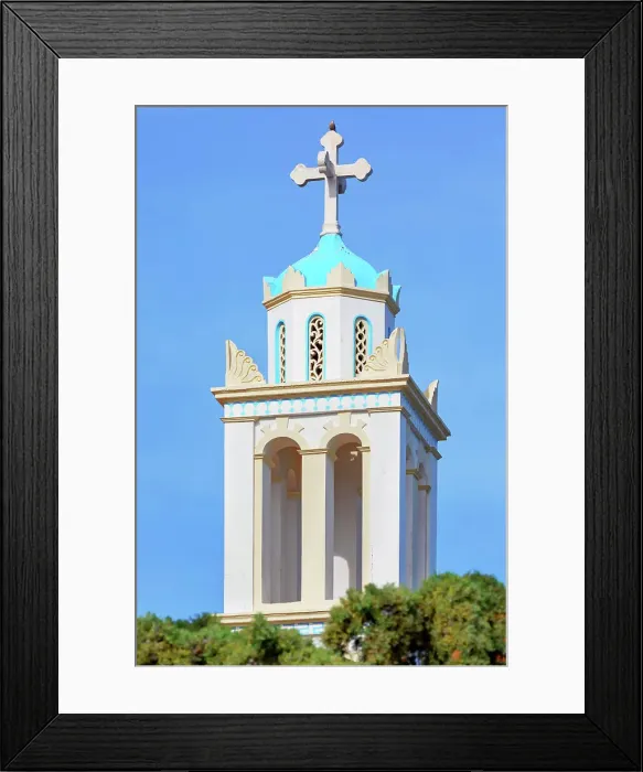 Framed Print : View of Saint Nicholas church top, Halki Island, Dodecanese Islands, Greece
