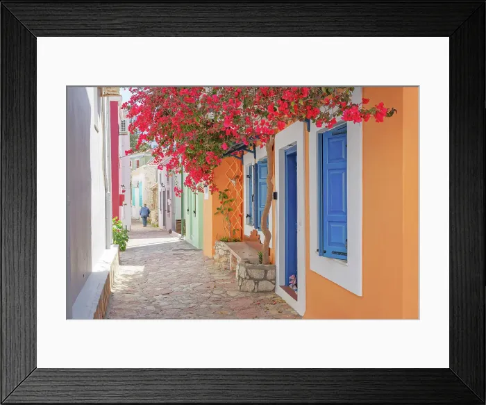 Framed Print : Emporio town street filled with Halki traditional houses, Halki Island, Dodecanese Islands, Greece Framed Print : Emporio town street filled with Halki traditional houses, Halki Island, Dodecanese Islands, Greece