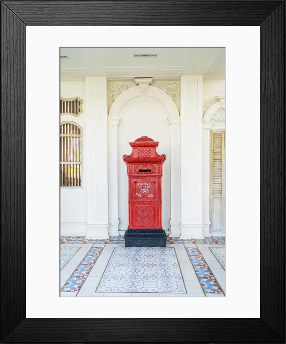 Framed Print : Letter Box at the Kasikorn Bank building, Old town, Phuket, Thailand