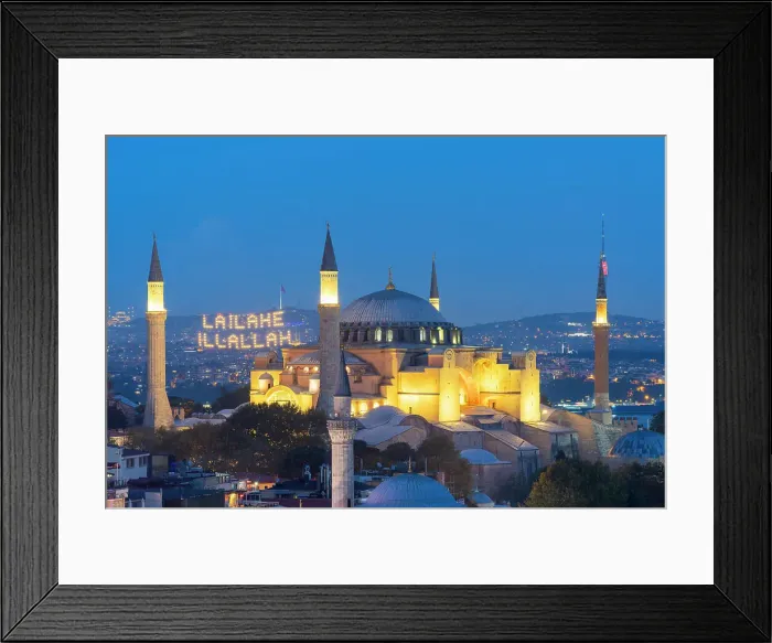 Framed Print : Illuminated Hagia Sophia Mosque at twilight, Sultanahmet, UNESCO, Fatih District, Istanbul Province, Turkey Framed Print : Illuminated Hagia Sophia Mosque at twilight, Sultanahmet, UNESCO, Fatih District, Istanbul Province, Turkey