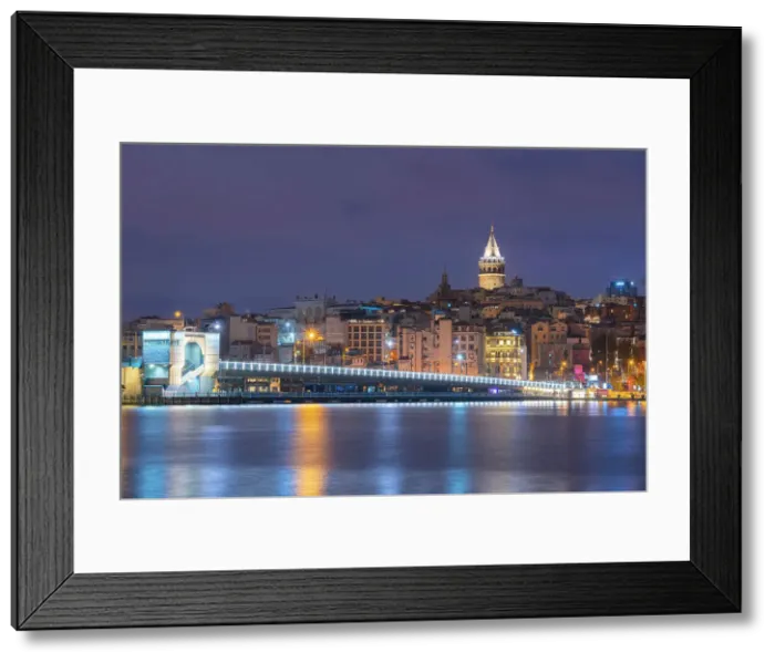 Framed Print : Galata Bridge and Galata Tower at twilight, Beyoglu District, Istanbul Province, Turkey Framed Print : Galata Bridge and Galata Tower at twilight, Beyoglu District, Istanbul Province, Turkey