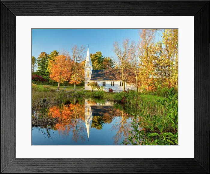 Framed Print : St. Matthew's Chapel Reflecting in Pond, Sugar Hill, New Hampshire, New England, USA Framed Print : St. Matthew's Chapel Reflecting in Pond, Sugar Hill, New Hampshire, New England, USA