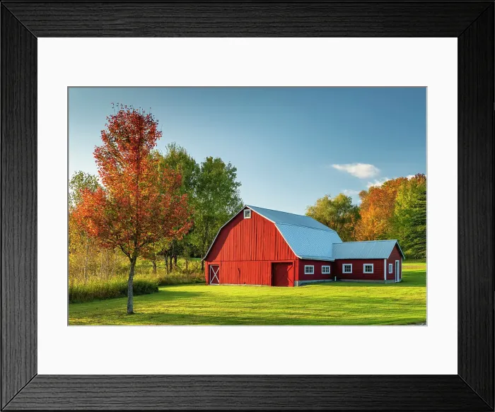 Framed Print : Red Barn in Autumn, Vermont, New England, USA Framed Print : Red Barn in Autumn, Vermont, New England, USA