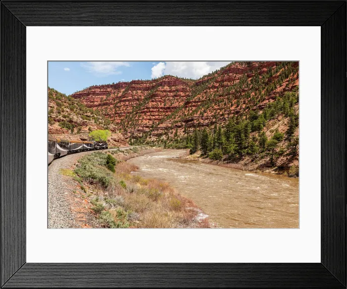 Framed Print : Rocky Mountaineer Train along the Colorado River, Colorado, USA Framed Print : Rocky Mountaineer Train along the Colorado River, Colorado, USA