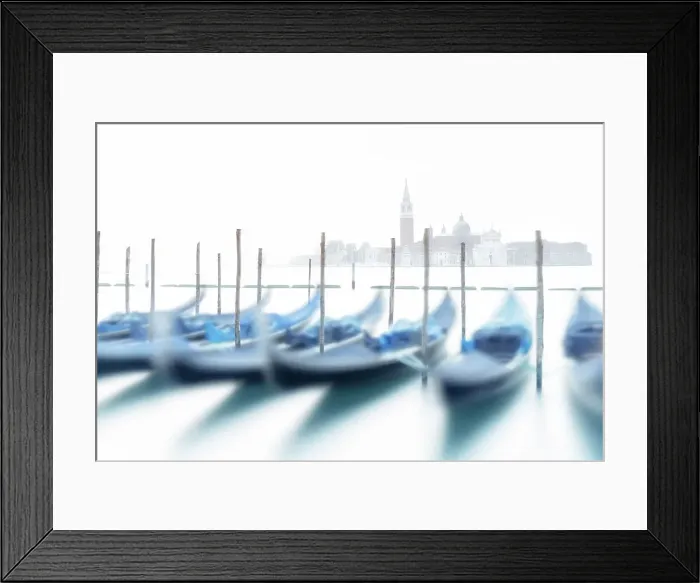 Framed Print : Long exposure of romantic gondolas moored side by side on St Mark's waterfront, Venice, Veneto, Italy Framed Print : Long exposure of romantic gondolas moored side by side on St Mark's waterfront, Venice, Veneto, Italy