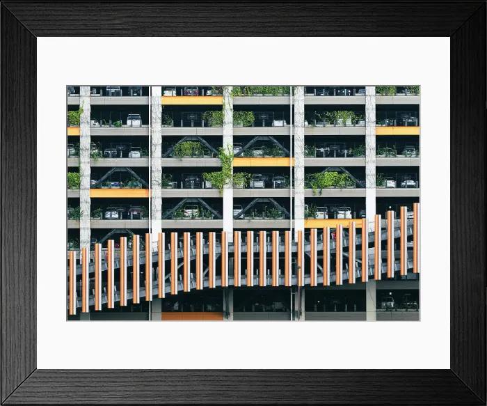 Framed Print : Geometric car parking in a sunny summer day, Tokyo Framed Print : Geometric car parking in a sunny summer day, Tokyo